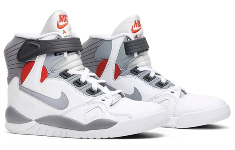Мужские кроссовки Nike Air Pressure Retro White Cement Grey (2016) (бело-серые) — фото 3