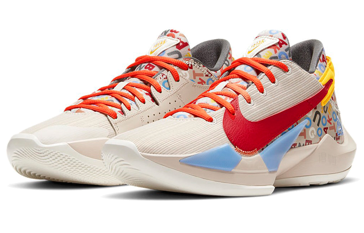 Кроссовки Nike Freak 2 "Letter Bro" (коричнево-сине-красный) — фото 3