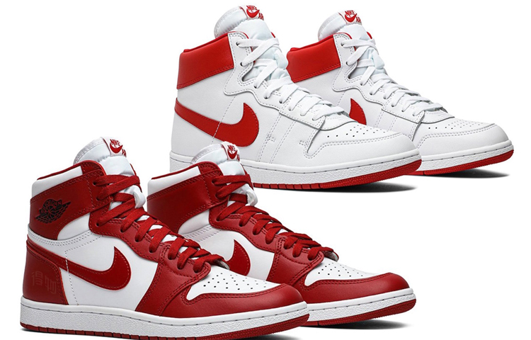 Кроссовки Nike x Jordan Air Jordan 1 Air Ship (бело-красные) — фото 3