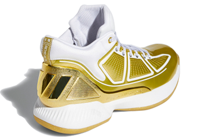 Мужские кроссовки adidas D Rose 10 Metallic (бело-золотые) — Белый / золотой — фото 3