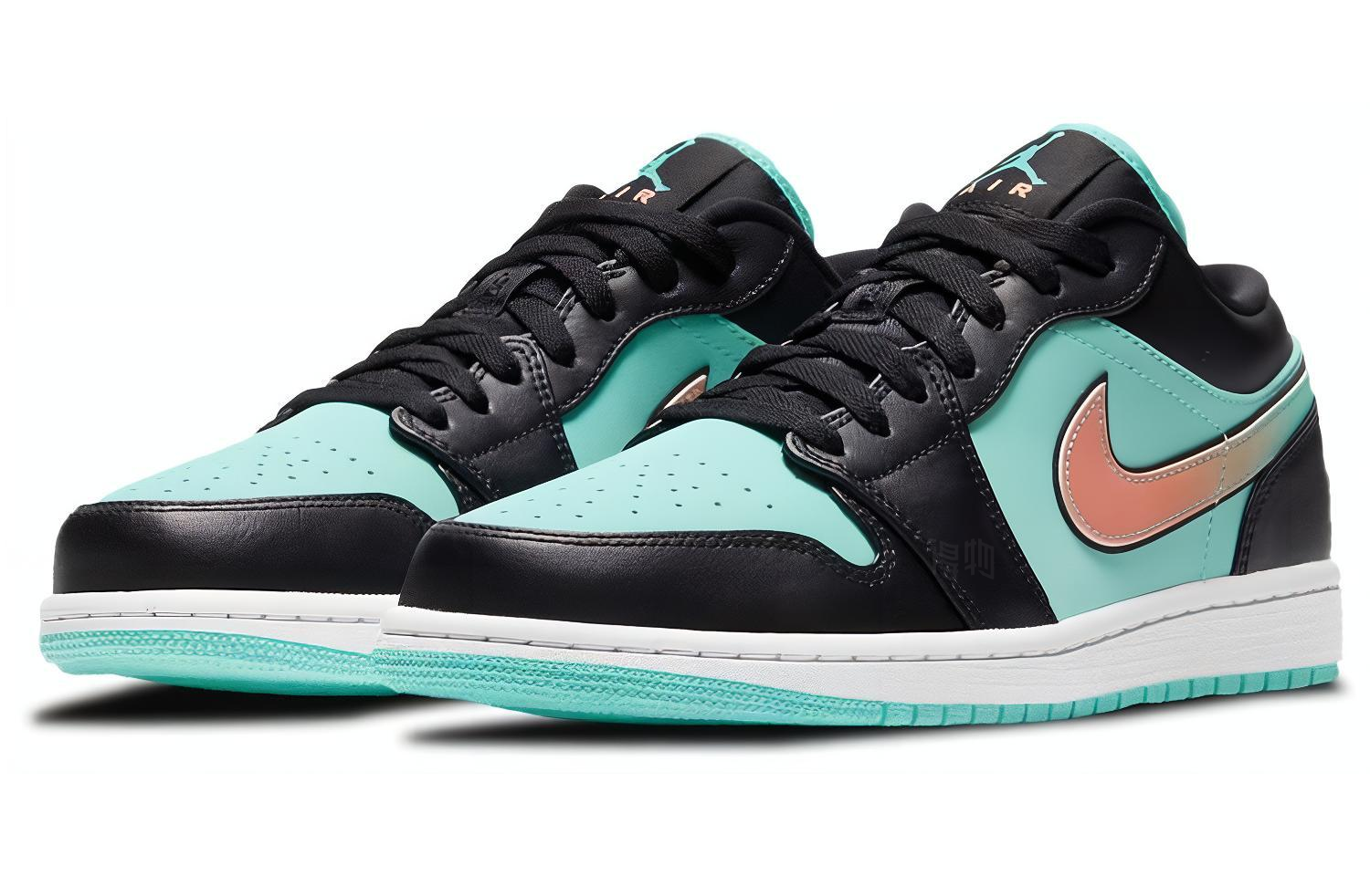Мужские кроссовки Jordan Air Jordan 1 low se "tropical twist" (черно-бирюзовые) — фото 3