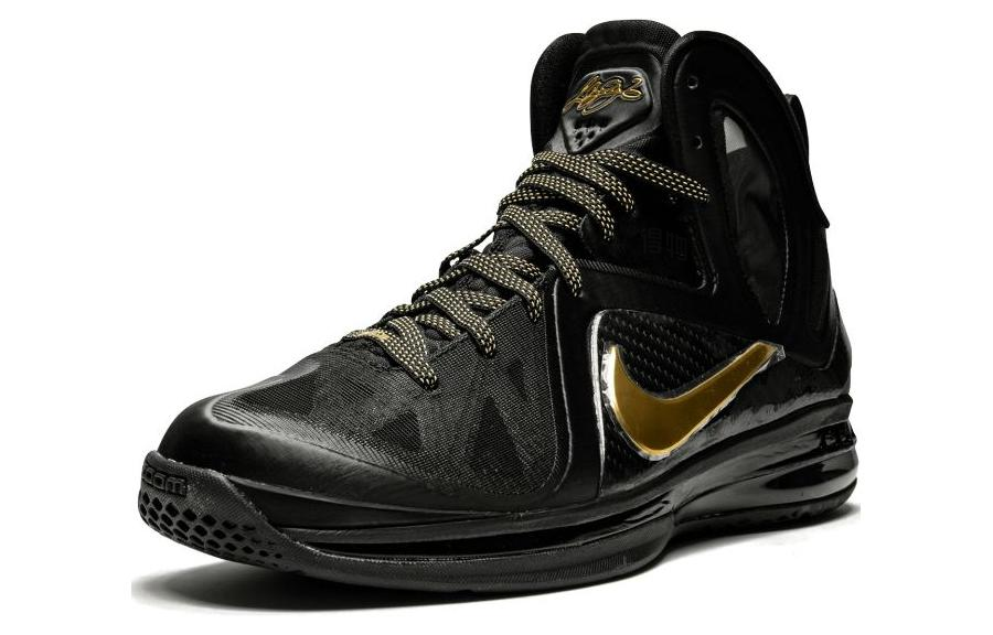 Мужские кроссовки Nike Lebron 9 Elite Away (черно-золотые) — фото 2