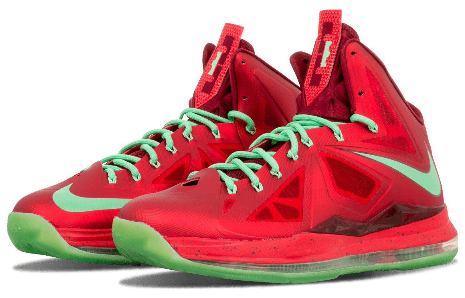 Мужские кроссовки Nike Lebron 10 Christmas (красные) — 大学红/绿碧玺/团队红 — фото 3