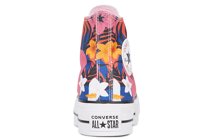 Женские кеды Converse Chuck Taylor All Star Paradise Prints Lift High Top (разноцветные) — Белый / красный / зелёный — фото 4