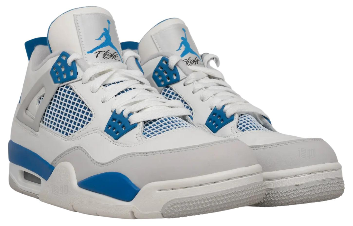 Мужские кроссовки Jordan Air Jordan 4 Retro Military Blue (бело-синие) — 白/军蓝/中性灰 — фото 3