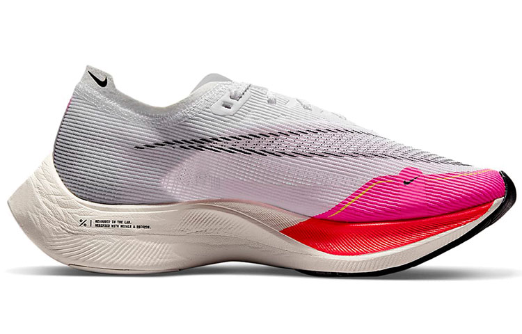 Женские кроссовки Nike ZoomX Vaporfly Next% 2 (бело-розовый) — Белый / чёрный / розовый — фото 2