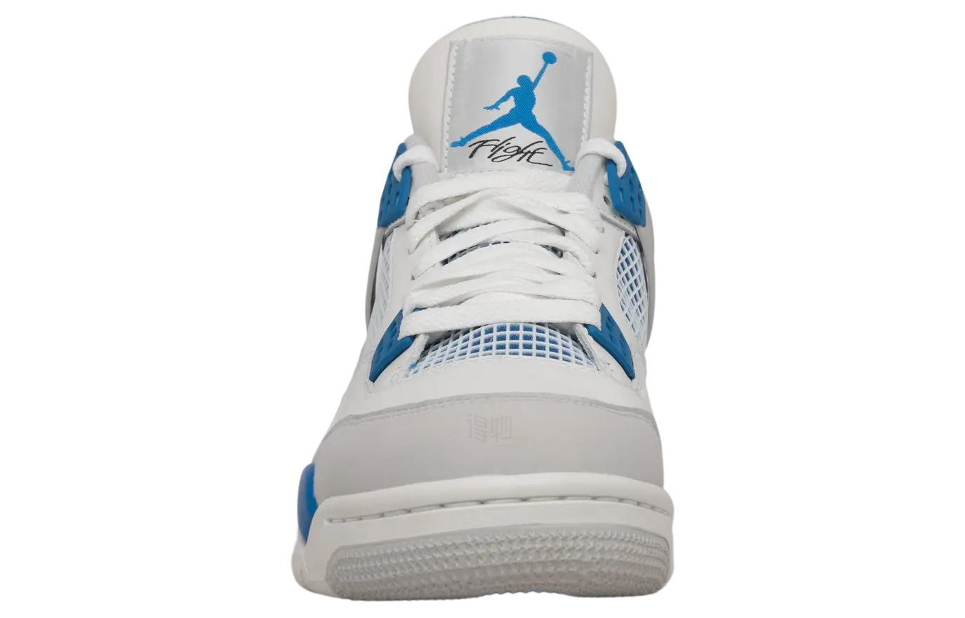 Мужские кроссовки Jordan Air Jordan 4 Retro Military Blue (бело-синие) — 白/军蓝/中性灰 — фото 4