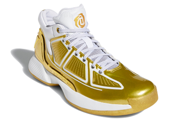 Мужские кроссовки adidas D Rose 10 Metallic (бело-золотые) — Белый / золотой — фото 2