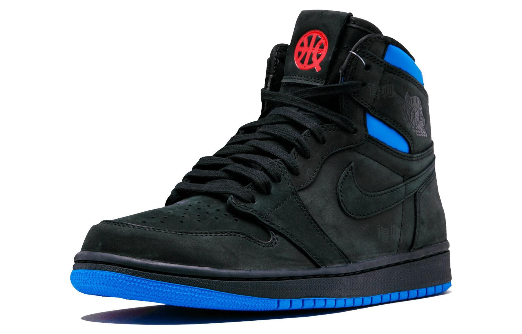Кроссовки Jordan Air Jordan 1 Retro High OG Quai 54 (красно-синие) — Чёрный / синий / красный — фото 3