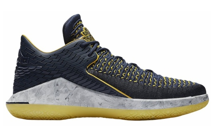 Мужские кроссовки Jordan Air Jordan 32 Low (сине-желтые) — фото 2