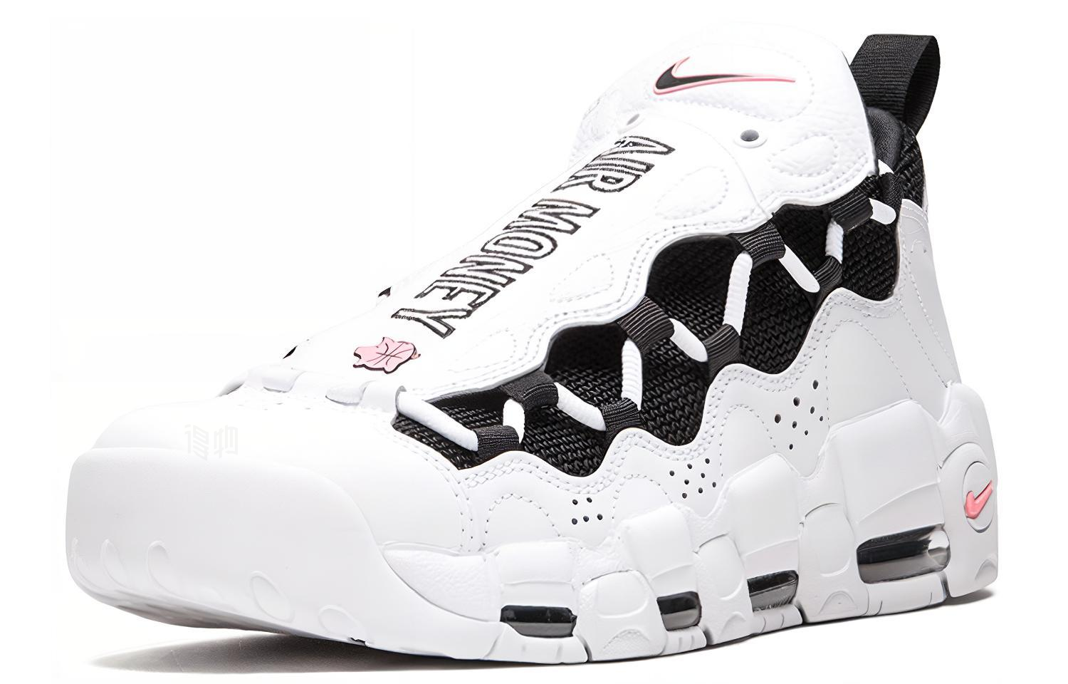 Мужские кроссовки Nike Air More Money (бело-черные) — фото 2
