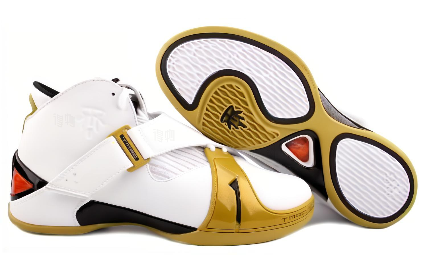 Мужские кроссовки adidas T mac 5 (бело-золотые) — Белый / золотой — фото 4