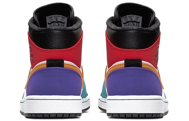 Мужские кроссовки Jordan Air Jordan 1 Mid (разноцветные) — Красный / жёлтый / синий / фиолетовый / белый / чёрный — фото 4