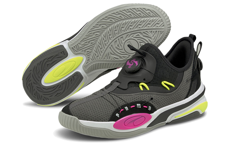 Мужские кроссовки PUMA Double Disc (черно-желто-бело-розовый) — Чёрный / жёлтый / белый / розовый — фото 5