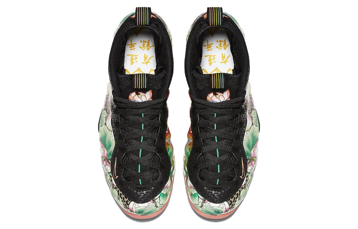 Мужские кроссовки Nike Foamposite One (сине-цветные) — 黑/黑/熔岩/湖蓝 — фото 3