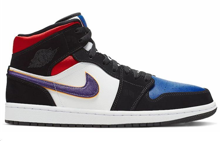 Мужские кроссовки Jordan Air Jordan 1 Mid Se (красно-синие) — фото 2