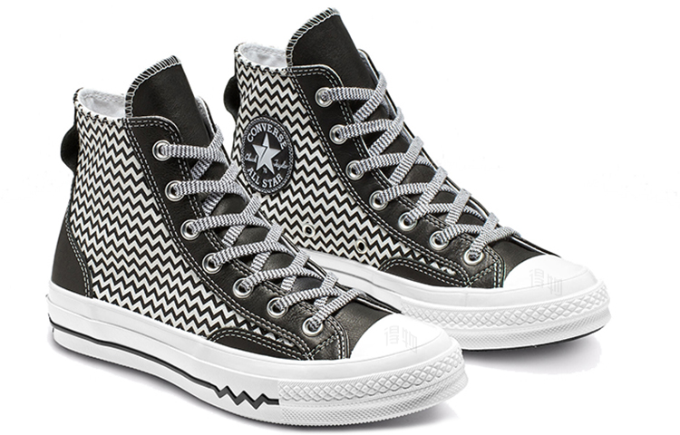 Женские кеды Converse Chuck 1970s Mission-V High Top (черно-белые) — Чёрный / белый — фото 3
