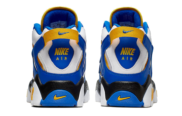 Мужские кроссовки Nike Air Barrage Mid (сине-желтые) — фото 4