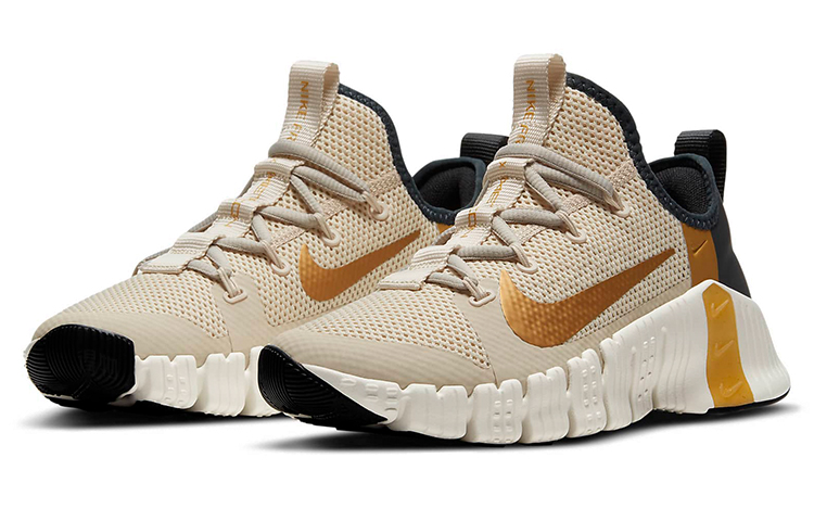 Женские кроссовки Nike Free Metcon 3 (черно-бежевые) — фото 3