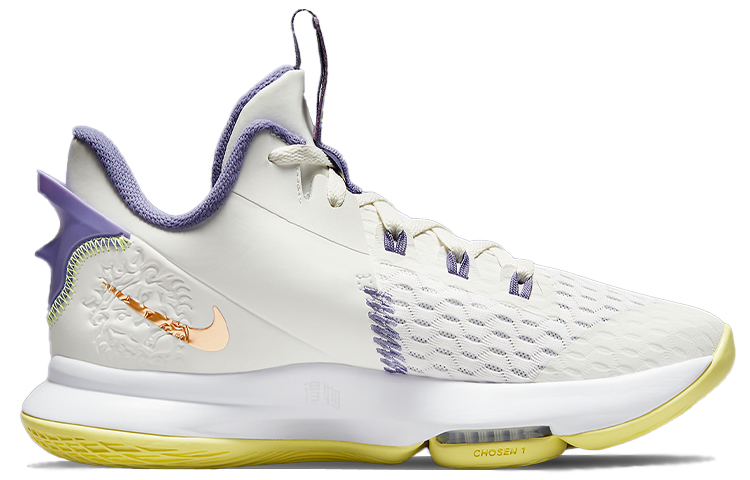 Мужские кроссовки Nike Witness 5 Lebron EP "Lakers" TPU (бело-фиолетово-золотые) — Белый / фиолетовый / золотой — фото 2