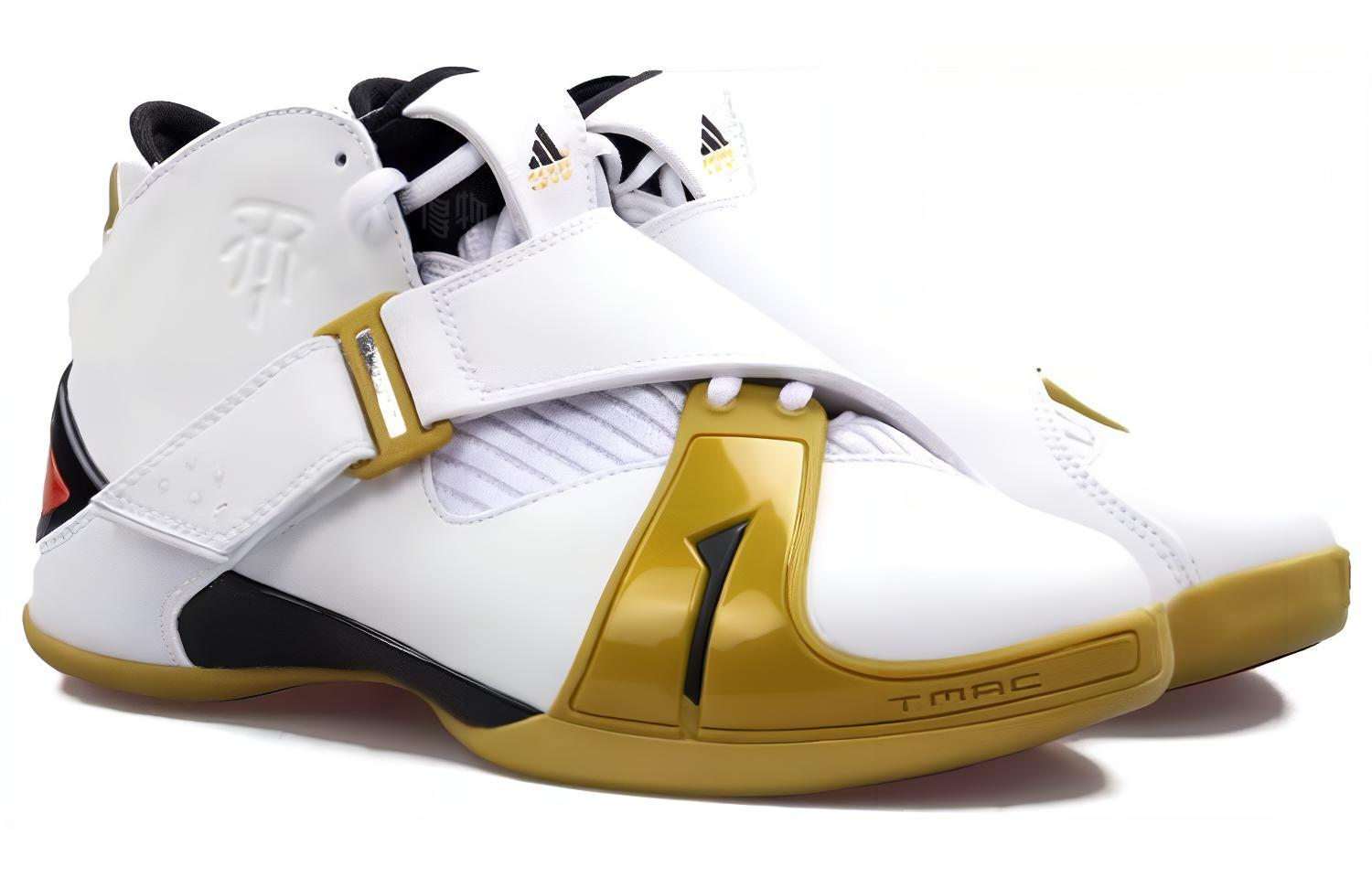Мужские кроссовки adidas T mac 5 (бело-золотые) — Белый / золотой — фото 2
