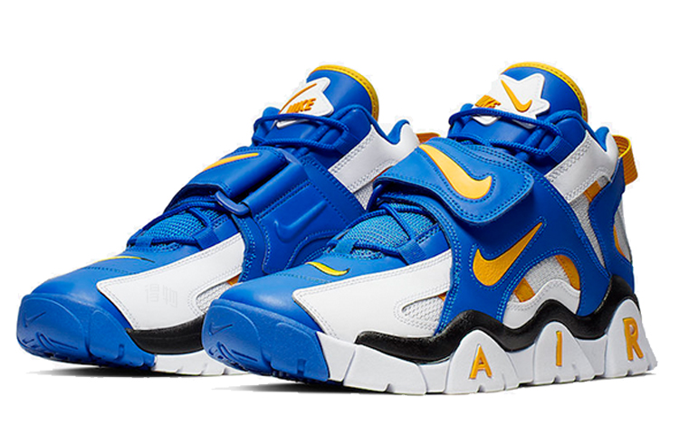 Мужские кроссовки Nike Air Barrage Mid (сине-желтые) — фото 3