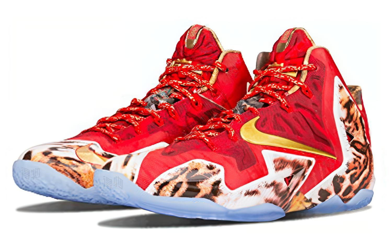 Мужские кроссовки Nike Lebron 11 '2K14' (красные) — 挑战红/金属黄金 — фото 3