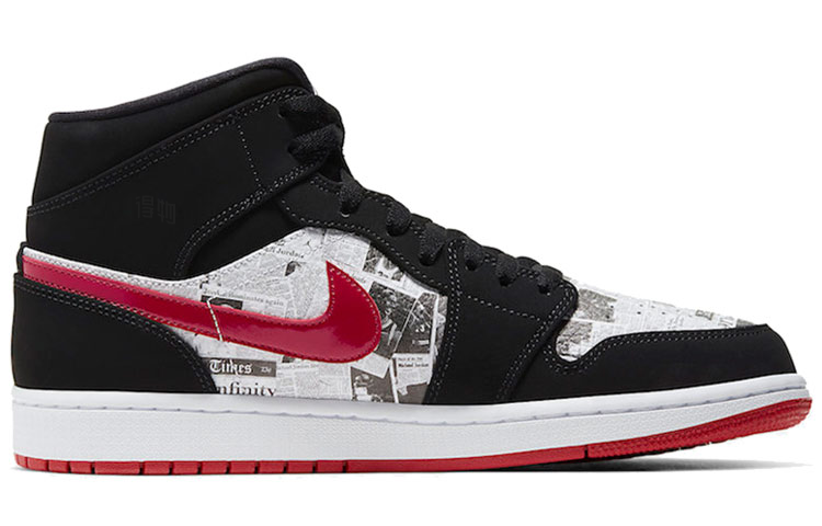 Мужские кроссовки Jordan Air Jordan 1 Mid Se Newspape (мультиколор / газетный принт) — фото 2