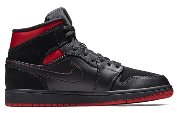 Мужские кроссовки Jordan Air Jordan 1 Retro Mid "Last Shot" (черно-красные) — Чёрный / красный — фото 2
