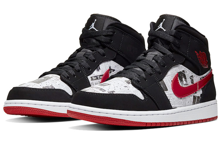 Мужские кроссовки Jordan Air Jordan 1 Mid Se Newspape (мультиколор / газетный принт) — фото 3