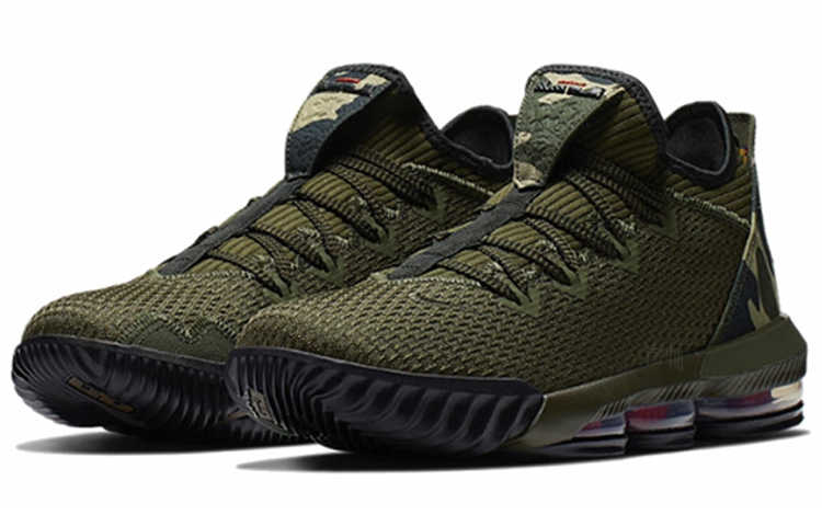 Мужские кроссовки Nike Lebron 16 Low Camo OG (оливковые) — 橄榄绿 — фото 2