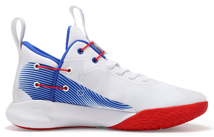 Мужские кроссовки Nike Precision 4 Flyease (бело-красно-синие) — фото 2