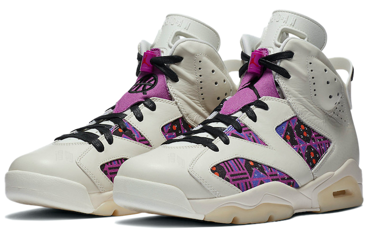 Мужские кроссовки Jordan Air Jordan 6 "Quai 54” (бело-фиолетовые) — Белыйфиолетовый — фото 3