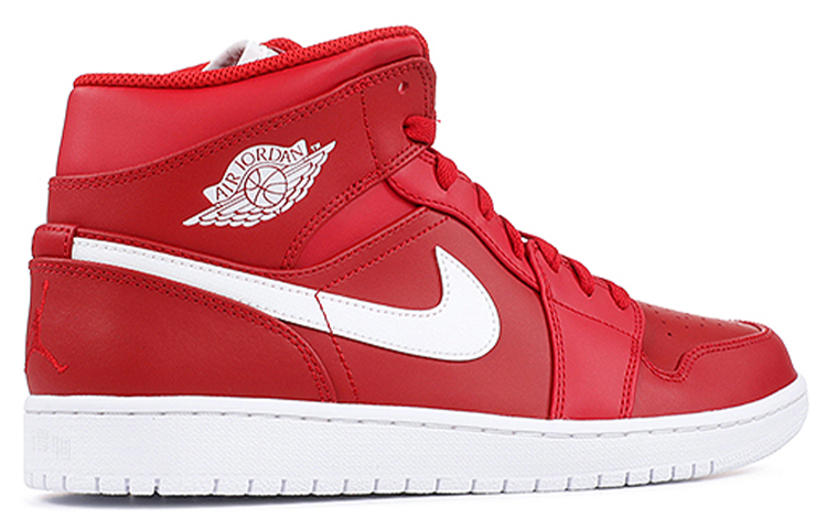Мужские кроссовки Jordan Air Jordan 1 Retro Mid Gym Red White (красно-белые) — 体育红/白/白 — фото 3