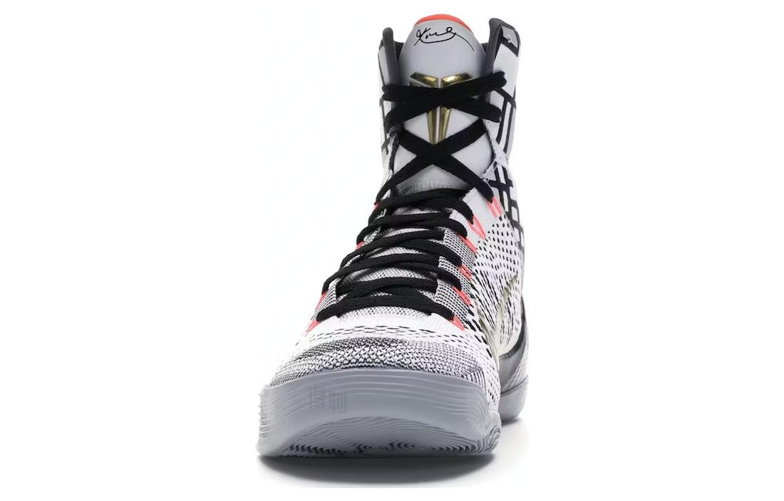 Мужские кроссовки Nike Kobe 9 Elite (бело-черно-золотые) — фото 4