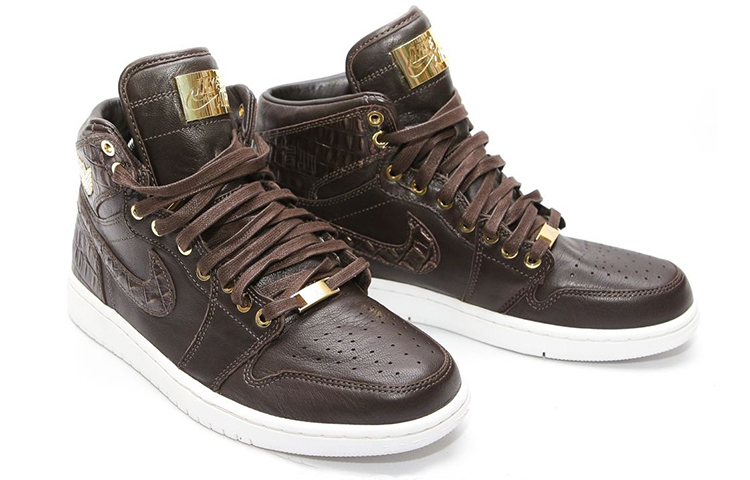 Мужские кроссовки Jordan Air Jordan 1 Retro Pinnacle Baroque Brown (коричневые) — 巴洛克棕色/金属黄金/白 — фото 4