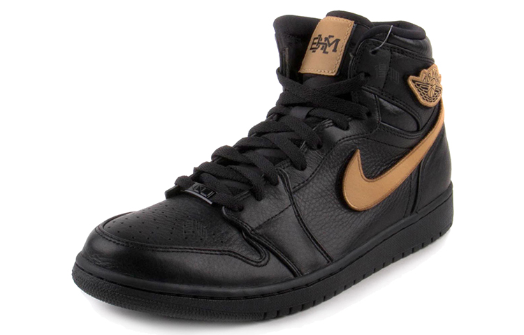 Мужские кроссовки Jordan Air Jordan 1 Retro BHM (черно-золотые) — фото 2