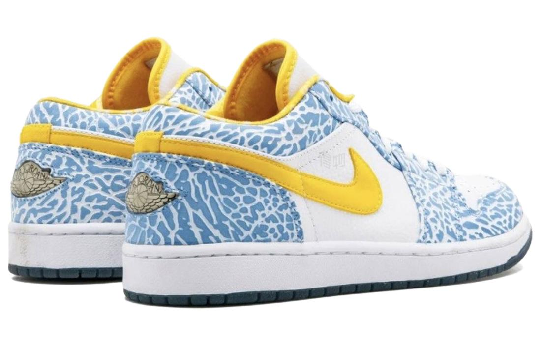 Мужские кроссовки Air Jordan 1 retro low "West Coast" (желто-синие) — фото 4