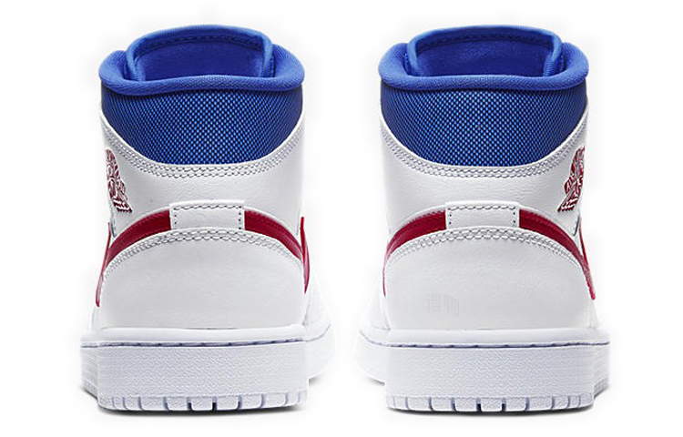 Женские кроссовки Jordan Air Jordan 1 mid university red (бело-синие) — фото 5