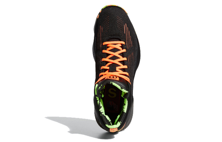 Мужские кроссовки adidas D Rose 10 (черный / оранжевый / зеленый) — Чёрный / оранжевый / зелёный — фото 5