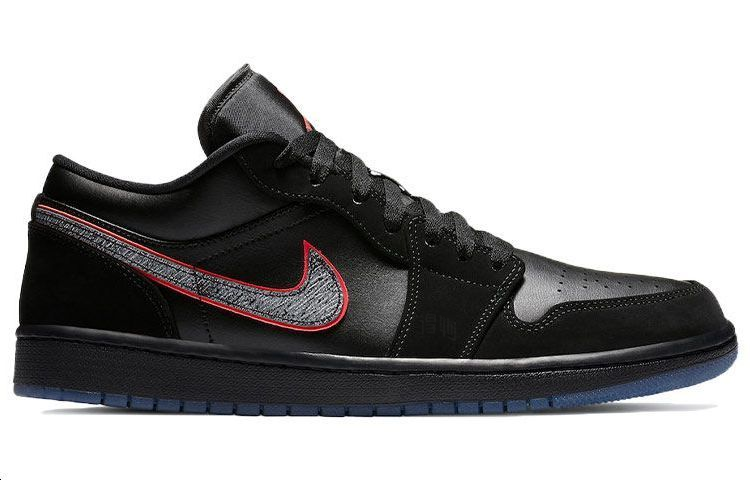 Мужские кроссовки Jordan Air Jordan 1 low "red orbit" (черно-красные) — Чёрныйкрасный — фото 2