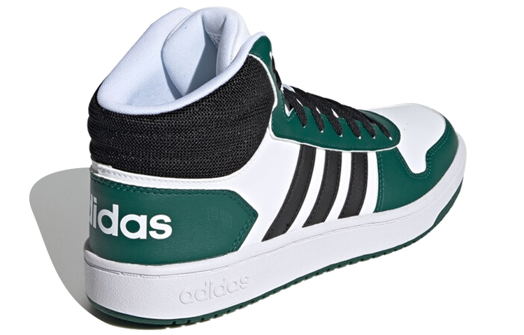 Мужские кроссовки adidas Hoops 2.0 mid (черно-зеленые) — фото 3