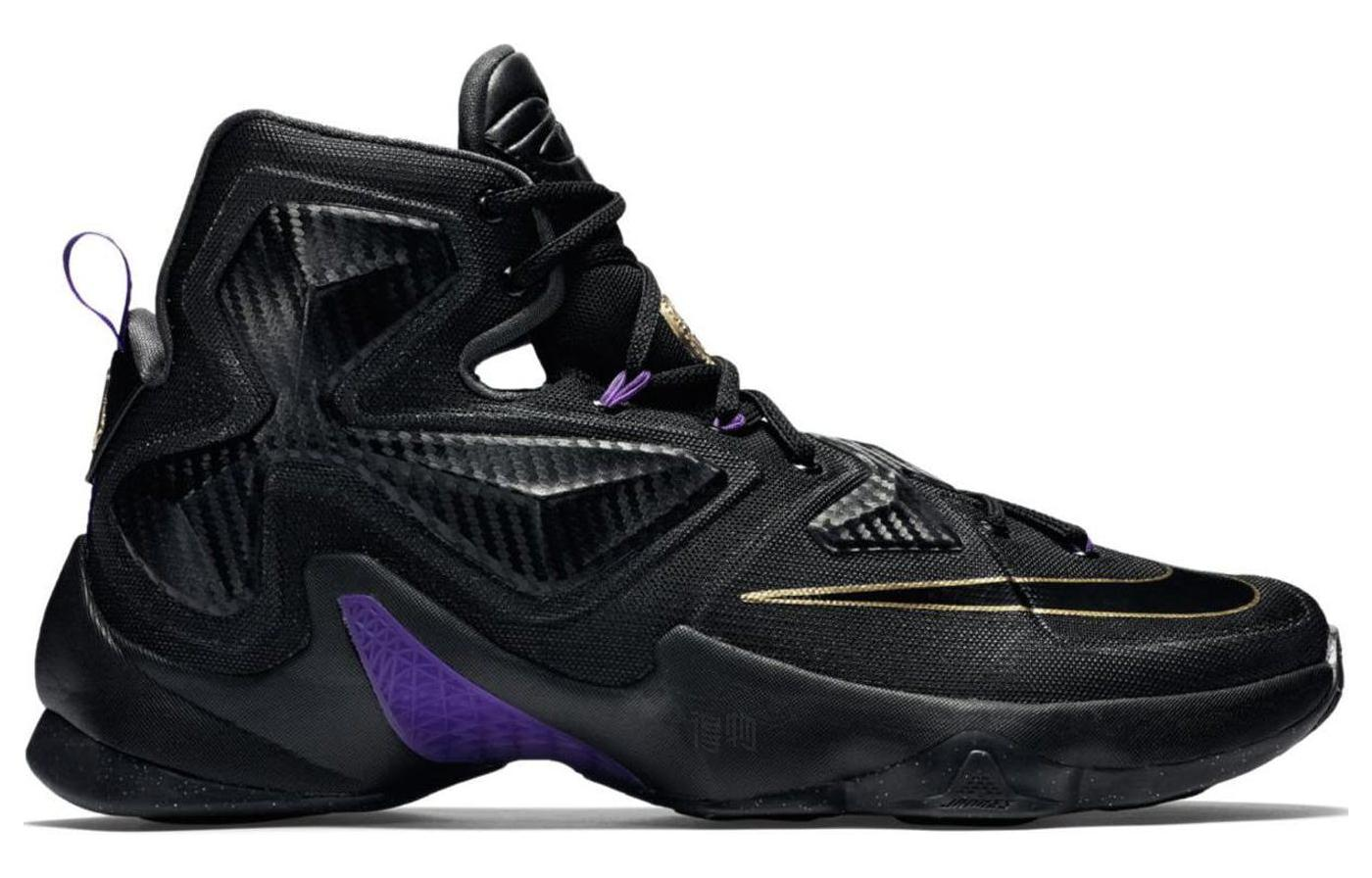 Мужские кроссовки Nike Lebron 13 Pot of Gold (черно-золотые) — 黑/金属黄金/葡萄紫 — фото 2