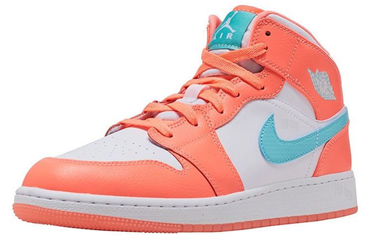 Кеды Jordan Air Jordan 1 Mid Crimson Pulse (бело-оранжевые) — Розовый / белый — фото 2