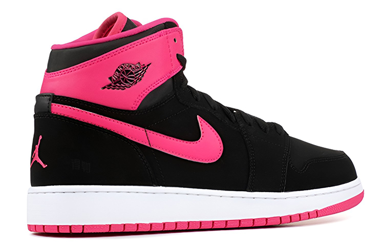 Женские кроссовки Air Jordan 1 Retro High (черно-розовые) — Чёрный / розовый — фото 2
