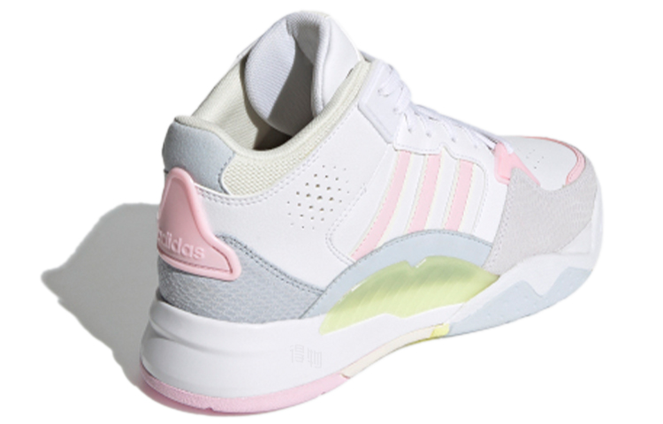 Женские кроссовки adidas neo 5th Quarter (белые с серым, розовым и желтым) — Белый / серый / розовый / жёлтый — фото 4
