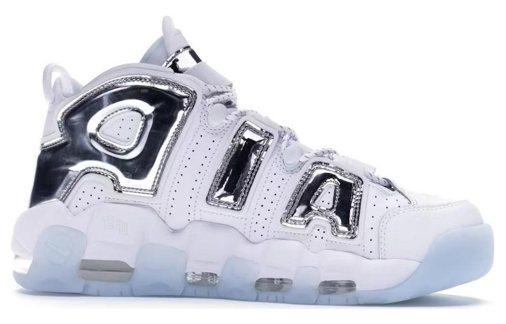 Женские кроссовки Nike Air More Uptempo Chrome White (белые) — фото 2