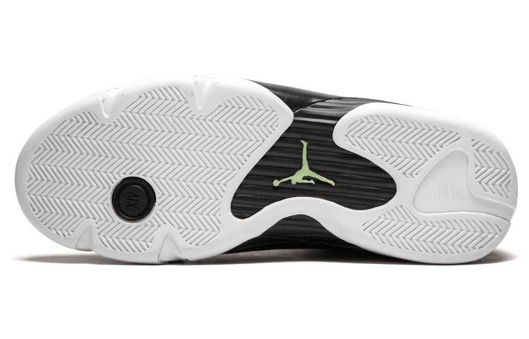 Мужские кроссовки Jordan Air Jordan 14 Retro Indiglo 2016 (черно-зеленые) — 黑/白/冷光蓝 — фото 5