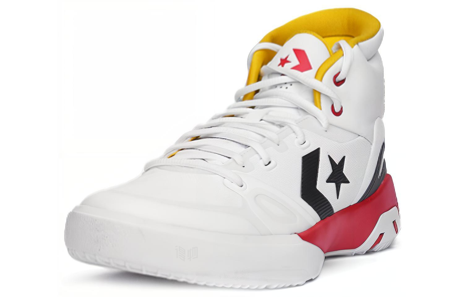 Кроссовки Converse G4 Hi (бело-красно-черные) — Белый / красный / чёрный — фото 3