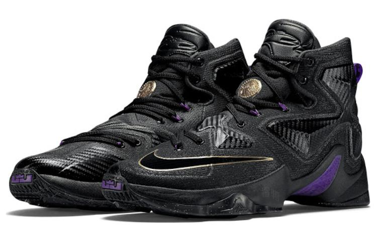 Мужские кроссовки Nike Lebron 13 Pot of Gold (черно-золотые) — 黑/金属黄金/葡萄紫 — фото 3